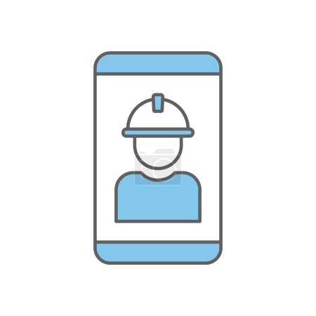 Illustration for Builder icon illustration with mobile phone. Two tone icon style. icon related to construction. Simple vector design editable - Royalty Free Image