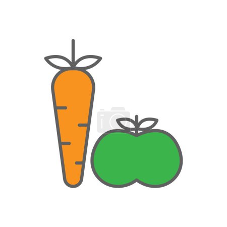 Illustration for Apples and carrots icon illustration. suitable for healthy food. Two tone icon style. icon related to fitness. Simple vector design editable - Royalty Free Image