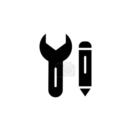 Ilustración de Ilustración de icono de llave inglesa con lápiz. estilo icono de glifo. icono relacionado con la construcción. Diseño vectorial simple editable - Imagen libre de derechos