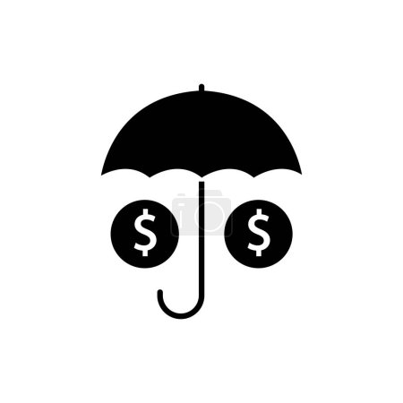 Ilustración de Icono del paraguas ilustración con dólar. Símbolo seguro. estilo icono de glifo. adecuado para aplicaciones, sitios web, aplicaciones móviles. icono relacionado con las finanzas. Diseño vectorial simple editable - Imagen libre de derechos