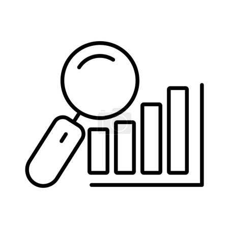 Ilustración de Chart icon illustration with search. suitable for analyst icon. icon related to project management. line icon style. Simple vector design editable - Imagen libre de derechos