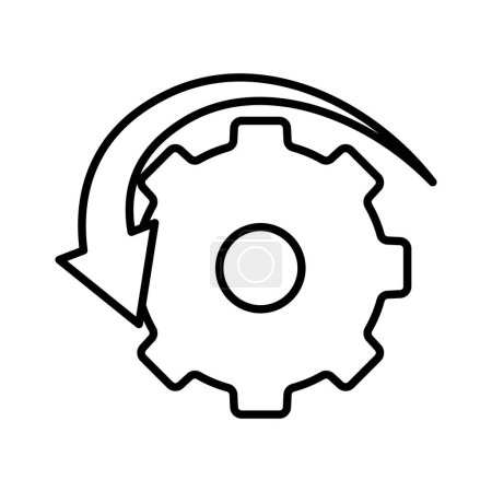 Illustration for Gear icon illustration with arrow. suitable for project return icon. icon related to project management. line icon style. Simple vector design editable - Royalty Free Image