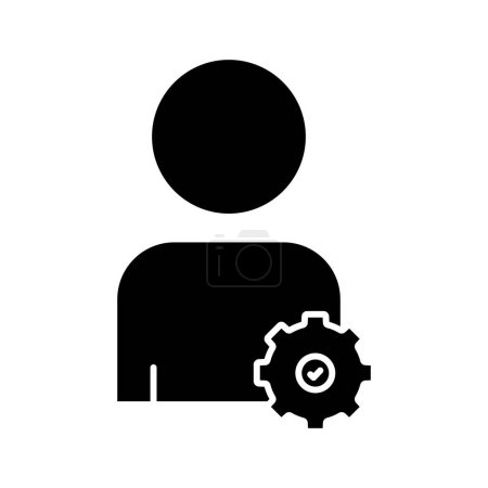 Ilustración de People icon illustration with gear. suitable for development icon. icon related to project management. glyph icon style. Simple vector design editable - Imagen libre de derechos
