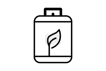 Téléchargez les illustrations : Biogas icon illustration. gas cylinders icon with leaf. icon related to ecology, renewable energy. Line icon style. Simple vector design editable - en licence libre de droit