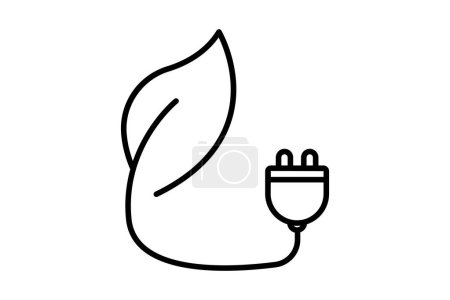 Téléchargez les illustrations : Biomass energy icon illustration. Leaf icon with electric plugs. icon related to ecology, renewable energy. Line icon style. Simple vector design editable - en licence libre de droit