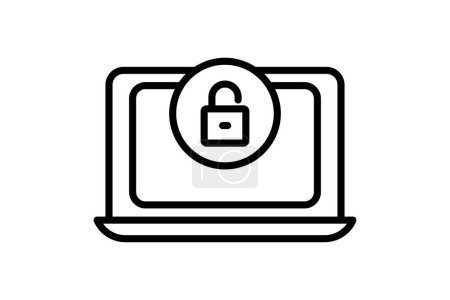 Illustration for Open system icon illustration. Laptop icon with padlock. icon related to security. Line icon style. Simple vector design editable - Royalty Free Image