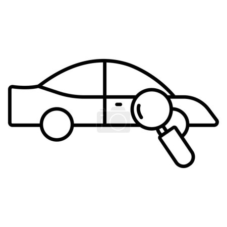 Illustration for Auto diagnosis icon illustration. car icon with search. icon related to car service, car repair. outline icon style. Simple vector design editable - Royalty Free Image