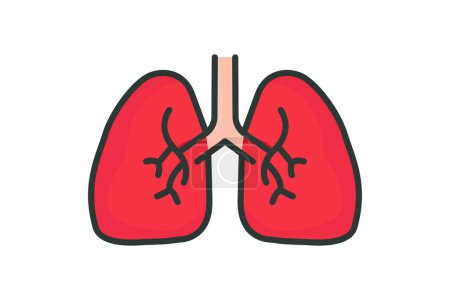 Téléchargez les illustrations : Illustration de l'icône poumons. icône liée à l'organe humain. Style d'icône de ligne plate, couleur linéaire. Conception vectorielle simple modifiable - en licence libre de droit