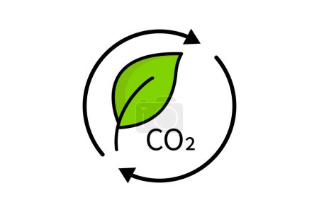 Illustration de l'icône de réduction des émissions de dioxyde de carbone. icône liée au réchauffement climatique, CO2. Style d'icône de ligne plate, couleur linéaire. Conception vectorielle simple modifiable