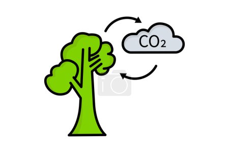 Illustration for Reducing CO2 emissions. icon related to global warming, stop climate change, CO2. Flat line icon style, lineal color. Simple vector design editable - Royalty Free Image