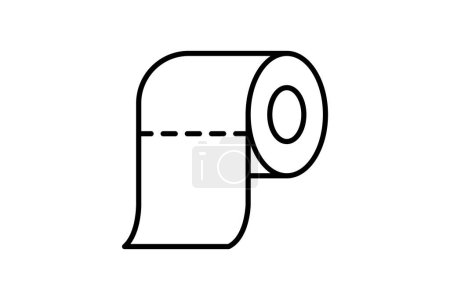 Téléchargez les illustrations : Papier hygiénique rouleau icône. icône liée à l'hygiène, salle de bains. Conception de style icône ligne. Conception vectorielle simple modifiable - en licence libre de droit