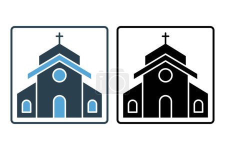 Téléchargez les illustrations : Icône bâtiment église. Icône liée à la religion, la construction. Design de style icône solide. Conception vectorielle simple modifiable - en licence libre de droit