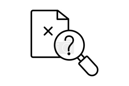 Illustration for No result data icon. not found, magnifying glass with document. icon related to Find, Search. Line icon style design. Simple vector design editable - Royalty Free Image
