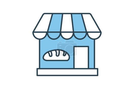Ilustración de Icono de tienda de panadería. Diseño de estilo de icono de línea plana. Diseño vectorial simple editable - Imagen libre de derechos