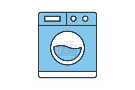 Illustration for Washing machine icon. icon related to Household appliances, electronic. Flat line icon style design. Simple vector design editable - Royalty Free Image