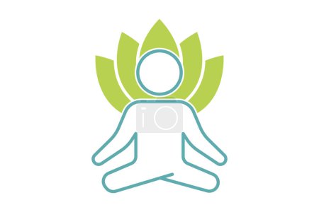 Yoga fitness icon. meditation people with lotus. icon related to healthy living. duo tone icon style design. Simple vector design editable