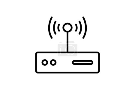 Illustration for Access point router icon. icon related to device, computer technology, network. line icon style. simple vector design editable - Royalty Free Image