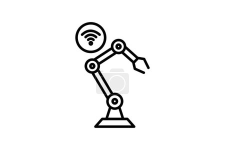 Téléchargez les illustrations : Icône intelligente de robotique. bras robot avec wifi. icône liée à l'intelligence artificielle. style icône de ligne. conception vectorielle simple modifiable - en licence libre de droit