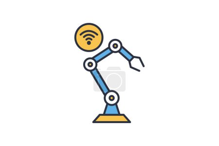 Téléchargez les illustrations : Icône intelligente de robotique. bras robot avec wifi. icône liée à l'intelligence artificielle. style icône ligne plate. conception vectorielle simple modifiable - en licence libre de droit