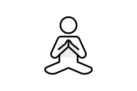 Meditationsikone. Symbol für Meditation, universelles Symbol für Meditation. Zeilensymbolstil. Einfaches Vektordesign editierbar