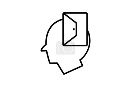Illustration for Openness icon. head with open door. line icon style. simple vector design editable - Royalty Free Image