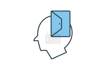 Illustration for Openness icon. head with open door. flat line icon style. simple vector design editable - Royalty Free Image