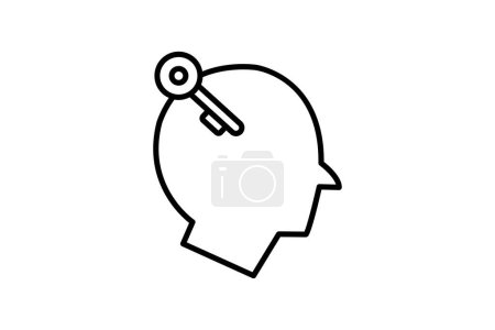 Illustration for Key ability icon. head with key. line icon style. simple vector design editable - Royalty Free Image