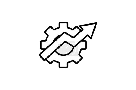 Illustration for Productivity icon. gear with up arrow. line icon style. simple vector design editable - Royalty Free Image
