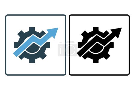 Illustration for Productivity icon. gear with up arrow. solid icon style. simple vector design editable - Royalty Free Image