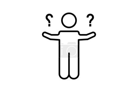 uncertain icon. human and question mark. icon related to confusion. line icon style. simple vector design editable