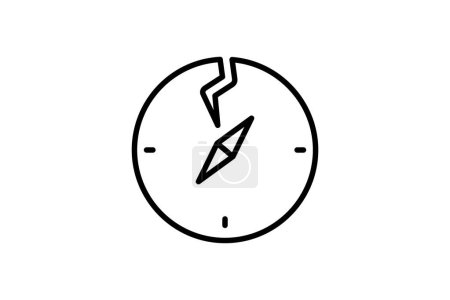 Illustration for Broken compass icon. confusion in navigation or decision-making. line icon style. simple vector design editable - Royalty Free Image