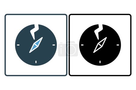 Illustration for Broken compass icon. confusion in navigation or decision-making. solid icon style. simple vector design editable - Royalty Free Image