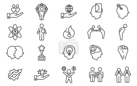 Illustration for Core values icon set. integrity, passion, respect, creativity, humility, empathy, etc. line icon style design. simple vector design editable - Royalty Free Image