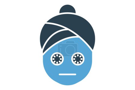 Illustration for Facial mask icon. icon related to skincare and facial treatments. solid icon style. element illustration - Royalty Free Image
