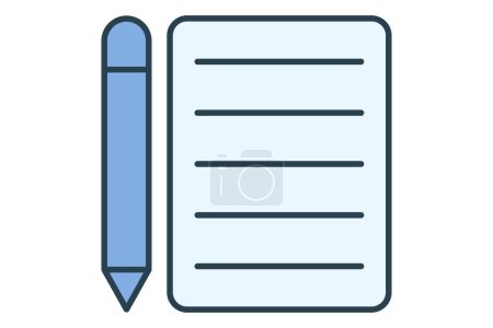 Illustration for Pencil and Notepad icon. icon related to lesson planning and note-taking. flat line icon style. element illustration - Royalty Free Image