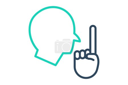 silence sign language. Silent Shh sign in with diverse hands, conveying quietness. line icon style. element illustration