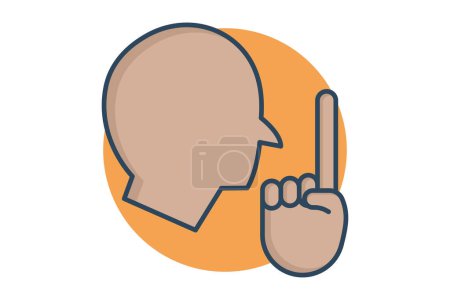 silence sign language. Silent Shh sign in with diverse hands, conveying quietness. flat line icon style. element illustration