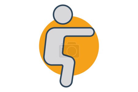 squatting icon. body movements in gymnastics. icon related to sport, gym. flat line icon style. element illustration.