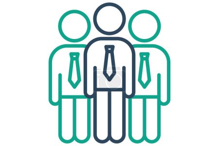 Illustration for Team icon. people wear ties. icon related to action plan, business. line icon style. business element illustration - Royalty Free Image