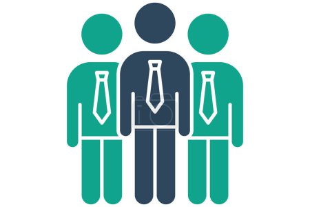 Illustration for Team icon. people wear ties. icon related to action plan, business. solid icon style. business element illustration - Royalty Free Image