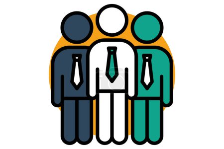 Illustration for Team icon. people wear ties. icon related to action plan, business. flat line icon style. business element illustration - Royalty Free Image