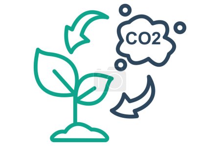 CO2-Symbol. Anlage mit CO2. Symbol im Zusammenhang mit ESG. Zeilensymbolstil. Illustration von Naturelementen