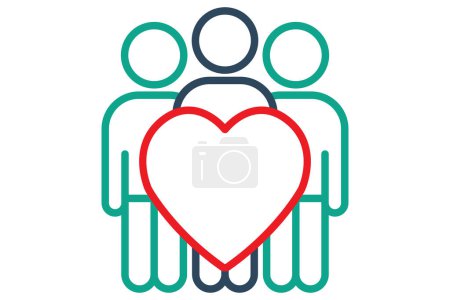Illustration for Human right icon. people and heart. icon related to ESG. line icon style. design vector illustration - Royalty Free Image