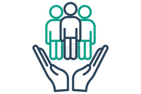 Illustration for Human right icon. hand with people. icon related to ESG. line icon style. design vector illustration - Royalty Free Image