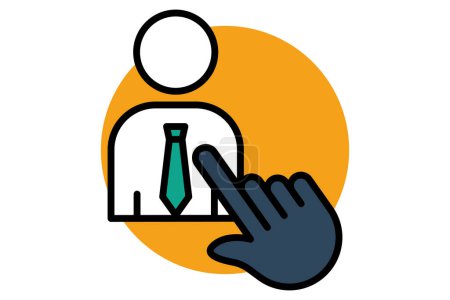 assign icon. hand touch with people. icon related to action plan, business. flat line icon style. business element illustration