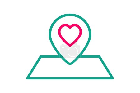 wedding location icon. map with heart. icon related to wedding. line icon style. wedding element illustration