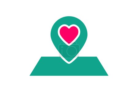 wedding location icon. map with heart. icon related to wedding. solid icon style. wedding element illustration
