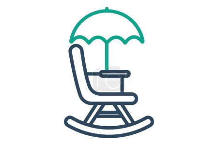 pension icon. rocking chair with umbrella. icon related to elderly. line icon style. old age element illustration