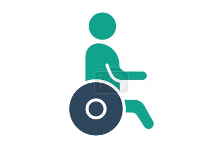 Behinderte Ikone. Menschen im Rollstuhl. Symbol im Zusammenhang mit älteren Menschen. Solider Ikonenstil. Alterselement Illustration
