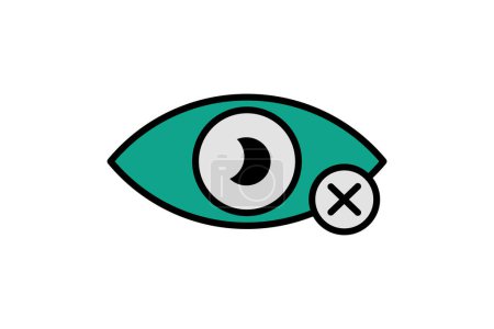 Das Symbol des Sehverlusts. Auge mit Kreuz. Symbol im Zusammenhang mit älteren Menschen. flache Linie Icon-Stil. Alterselement Illustration